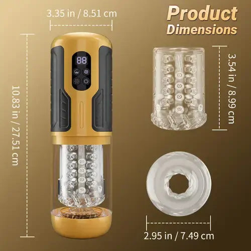 XR15: Automatyczny masturbator 5w1 z przyciskiem Turbo i ekranem LCD