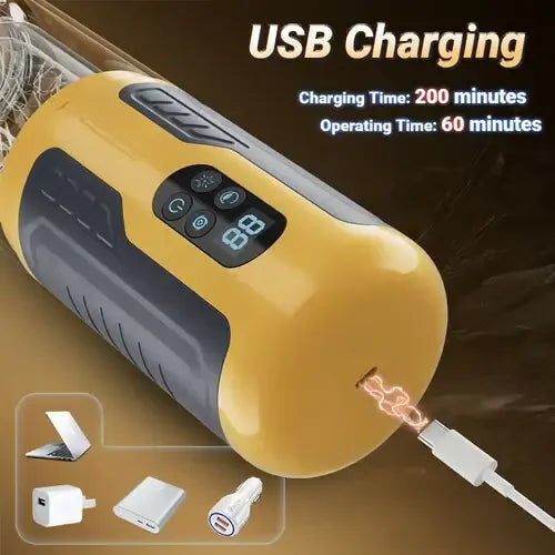 XR15: Automatyczny masturbator 5w1 z przyciskiem Turbo i ekranem LCD