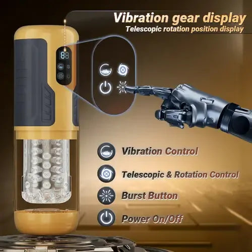 XR15: Automatyczny masturbator 5w1 z przyciskiem Turbo i ekranem LCD