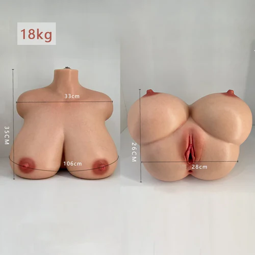 Silikonowy tors erotyczny 3w1 Serafina – Piersi z płynnym żelem (18,0 kg)
